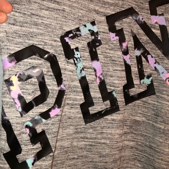 PINK VS L Heathered Gray Crewneck High Low Pullover Black Tie Dye PINK - Picture 6 of 15